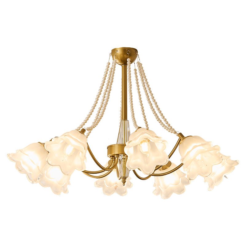 Allirila Lustre Vintage Élégant en Verre et Perles Fleuries - Neutralighting