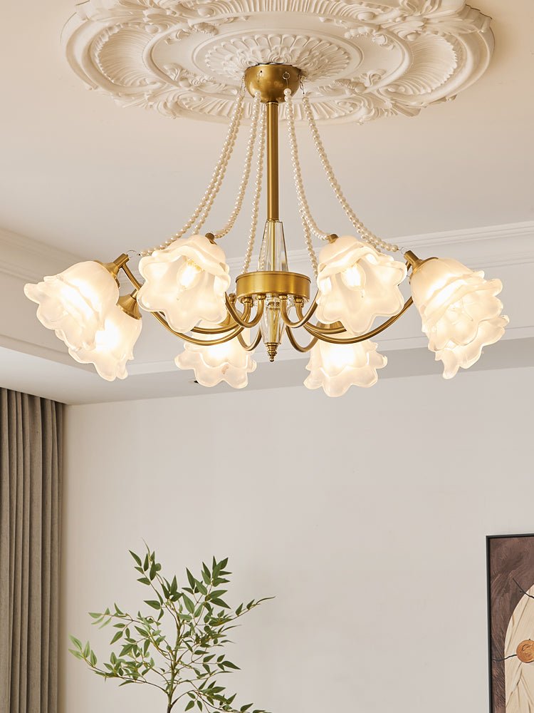 Allirila Lustre Vintage Élégant en Verre et Perles Fleuries - Neutralighting