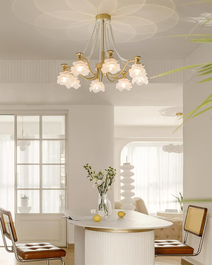 Landi Lustre Pétales en Verre Rose Drapés - Neutralighting