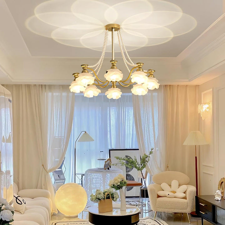 Landi Lustre Pétales en Verre Rose Drapés - Neutralighting