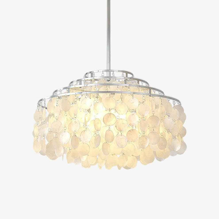 Lustra Suspension Lampe Coquillage Rond en Chrome - Neutralighting