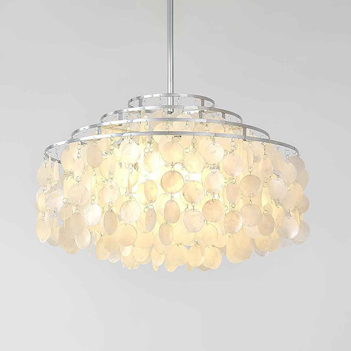 Lustra Suspension Lampe Coquillage Rond en Chrome - Neutralighting