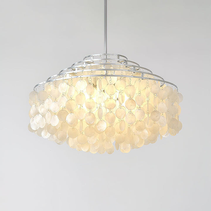 Lustra Suspension Lampe Coquillage Rond en Chrome - Neutralighting