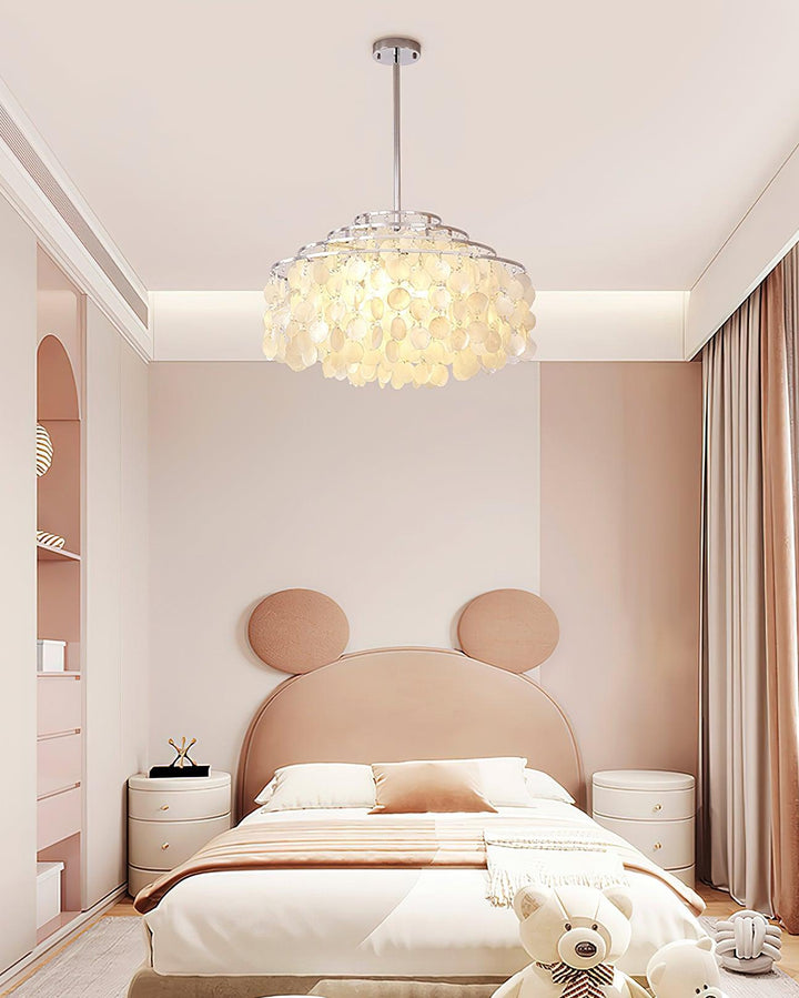Lustra Suspension Lampe Coquillage Rond en Chrome - Neutralighting