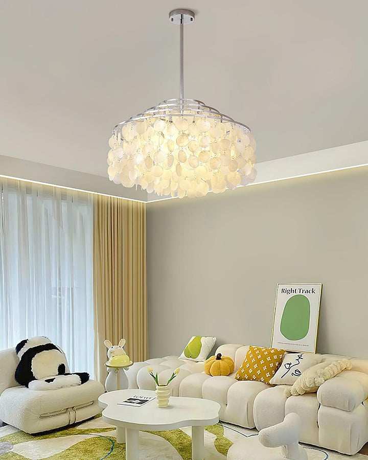 Lustra Suspension Lampe Coquillage Rond en Chrome - Neutralighting