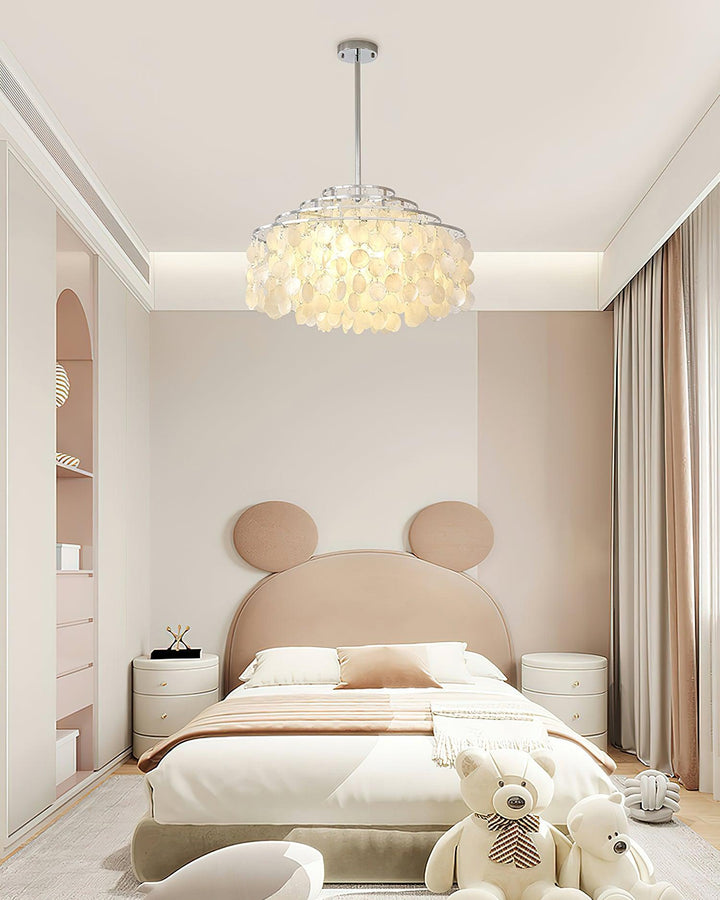 Lustra Suspension Lampe Coquillage Rond en Chrome - Neutralighting