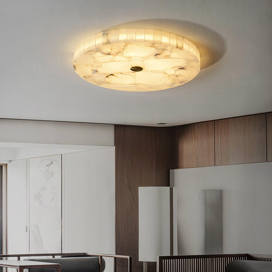 Ciphayra Lumière Plafonnière Ronde Minimaliste en Albâtre - Neutralighting