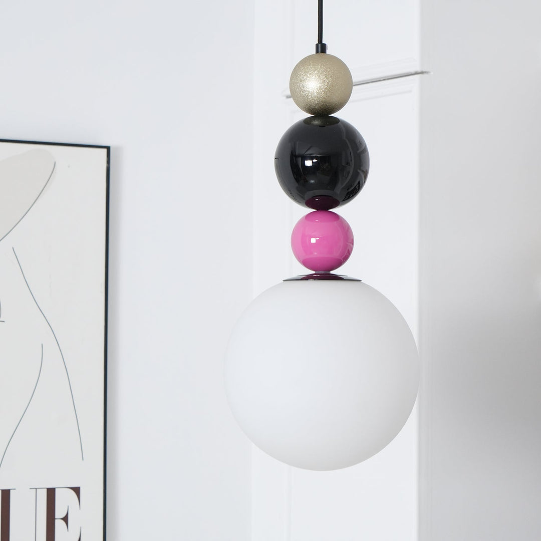 Eshaisra Nordic Art Rond Billes Empilage Verre Pendentif Lampe - Neutralighting