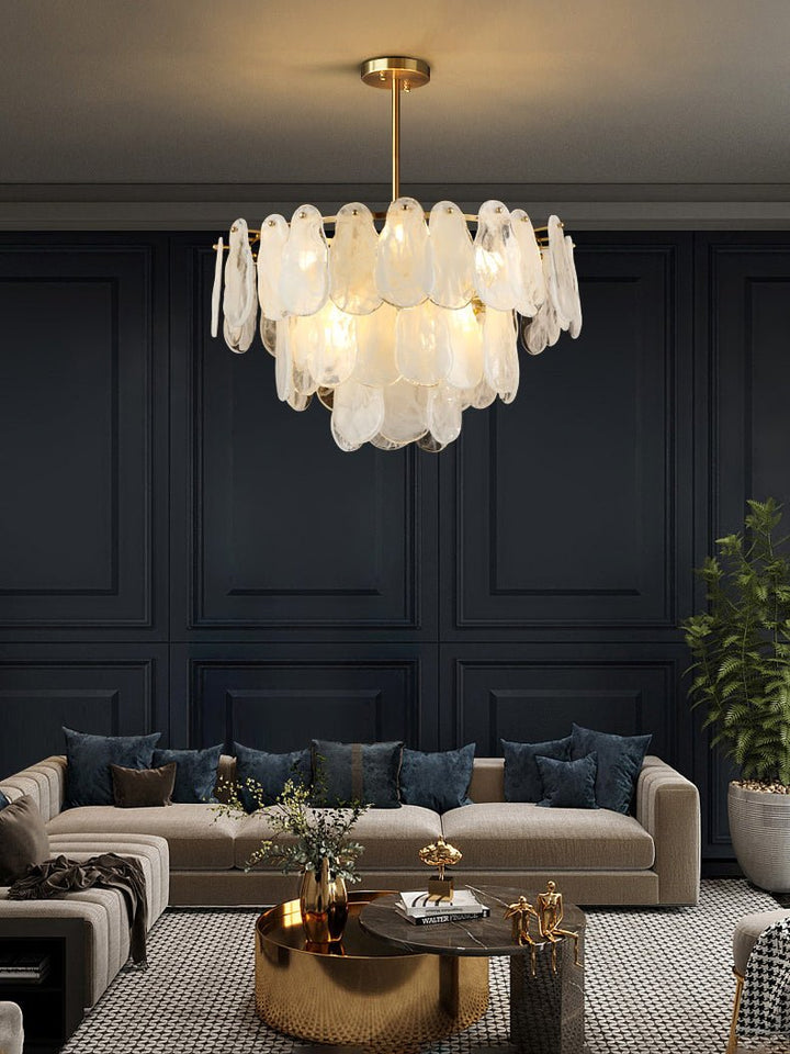Zosolia Lustre Rond en Verre Nuageux de Luxe - Neutralighting