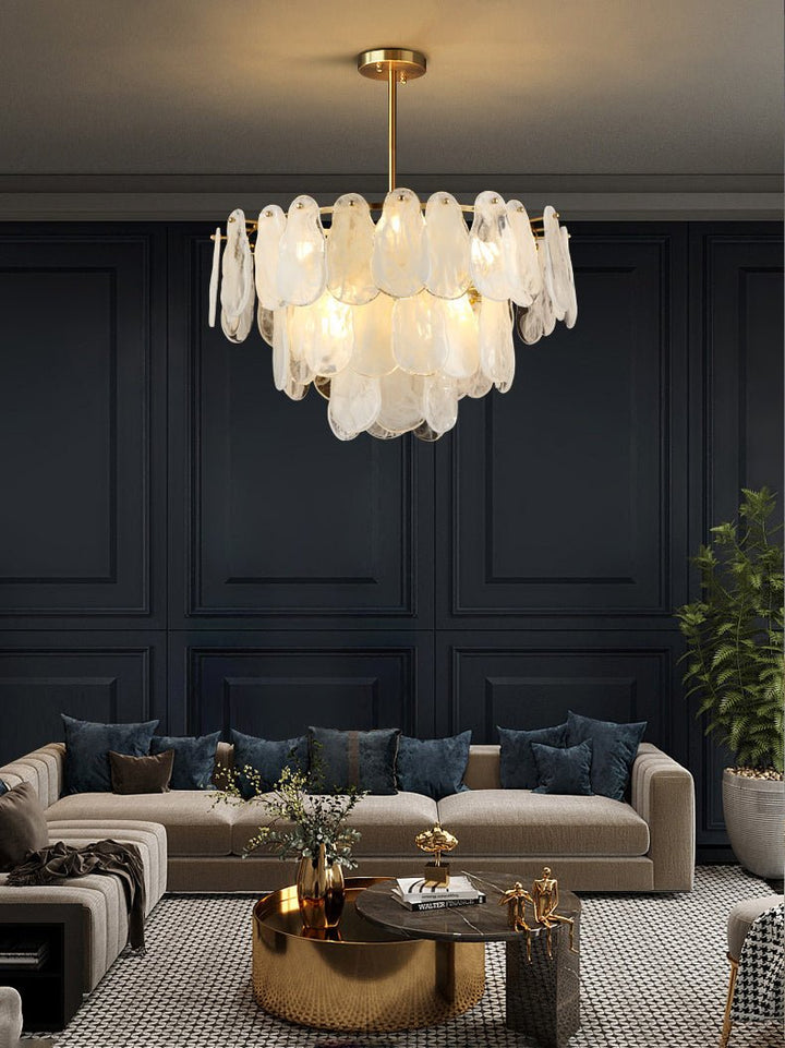 Zosolia Lustre Rond en Verre Nuageux de Luxe - Neutralighting