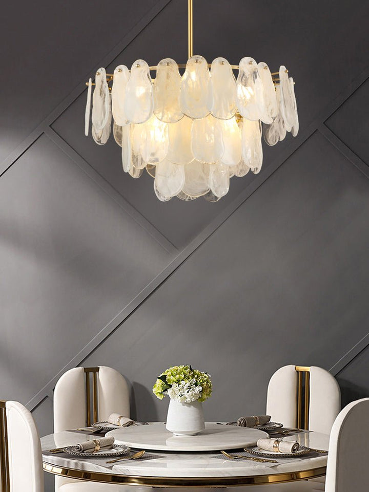 Zosolia Lustre Rond en Verre Nuageux de Luxe - Neutralighting