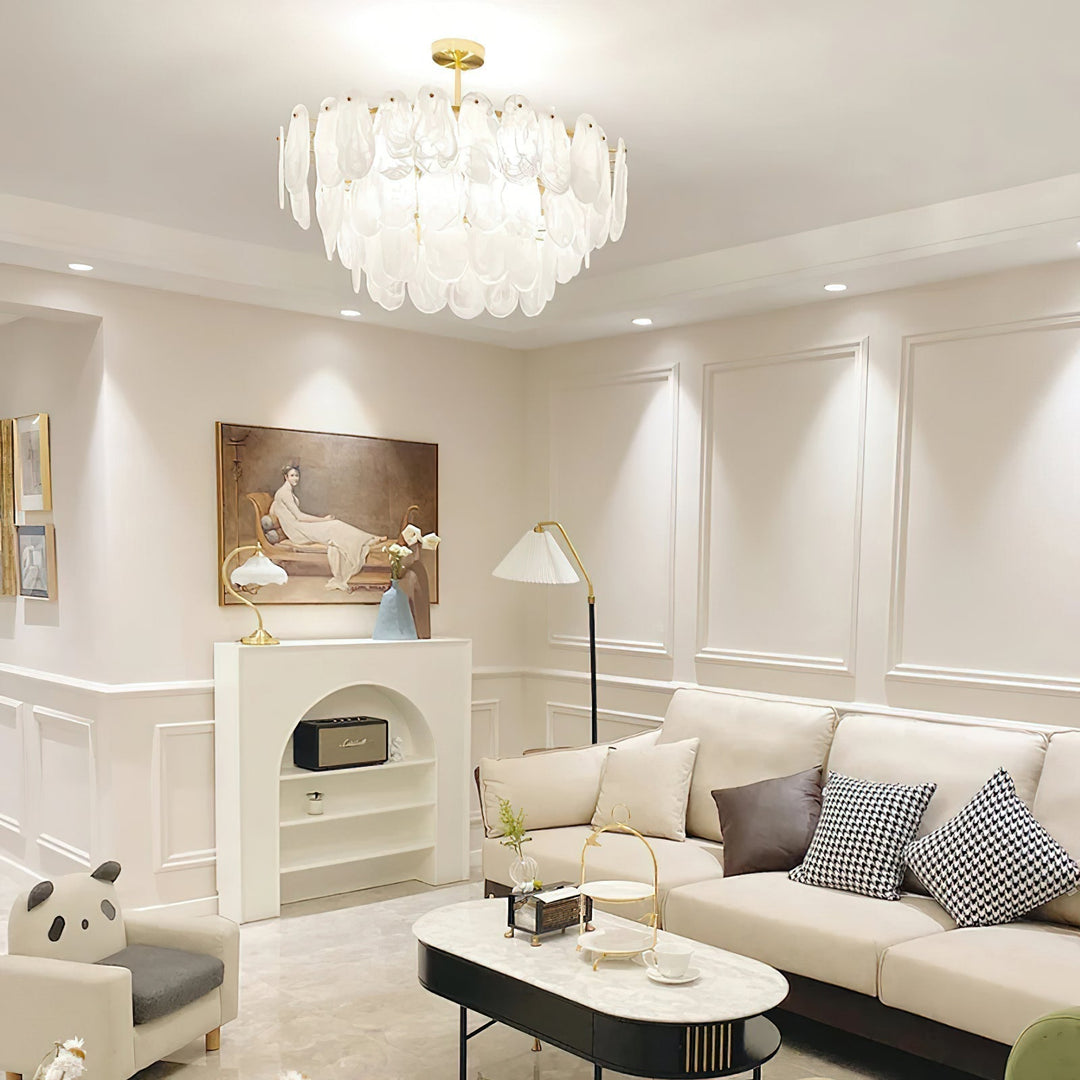 Zosolia Lustre Rond en Verre Nuageux de Luxe - Neutralighting