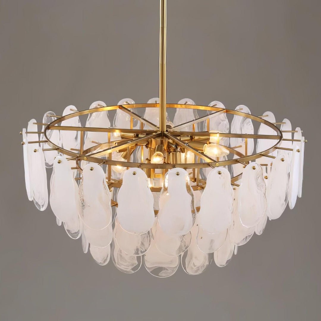 Zosolia Lustre Rond en Verre Nuageux de Luxe - Neutralighting