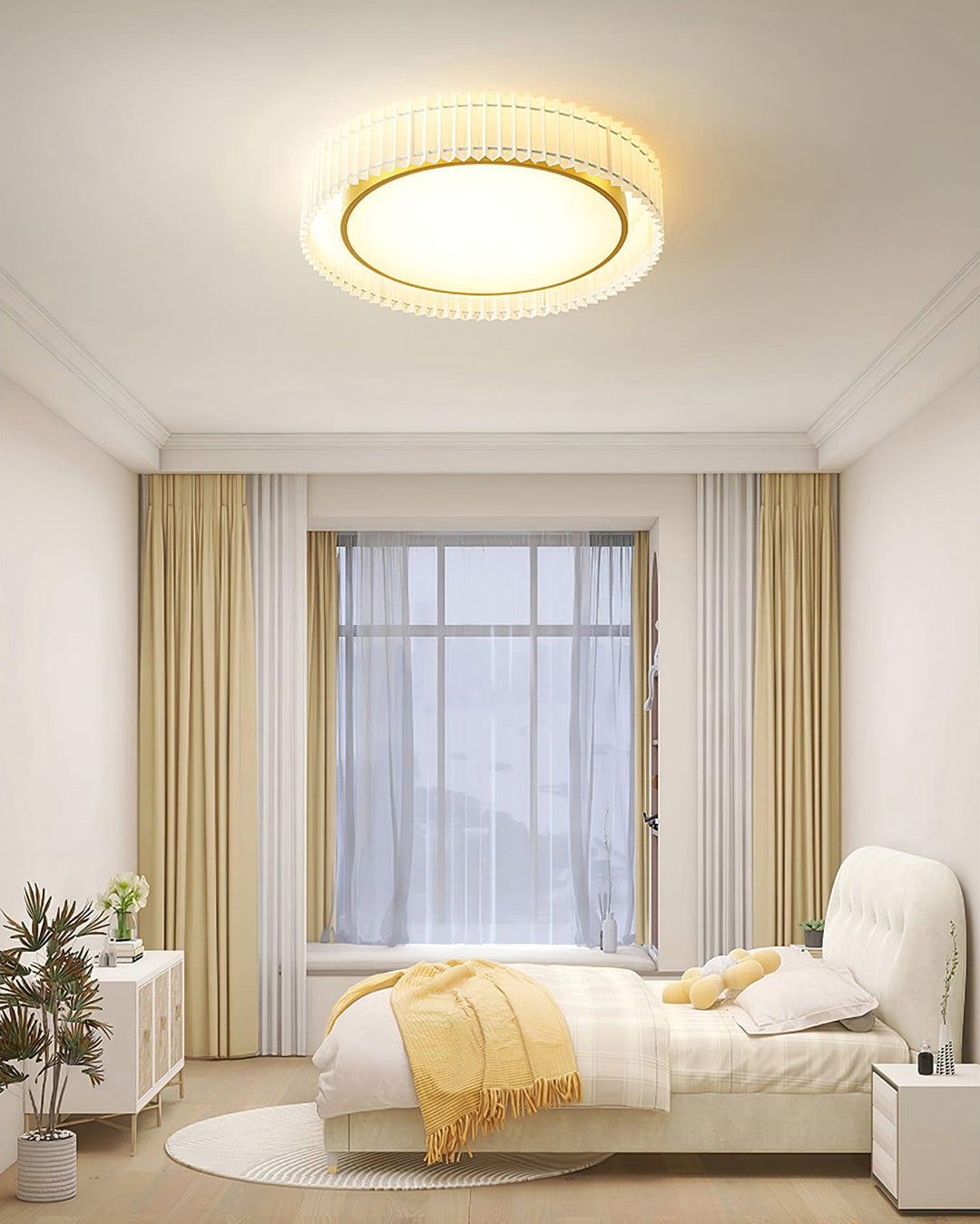 Corinila Plafonnier Ronde Plissée en Tissu - Neutralighting