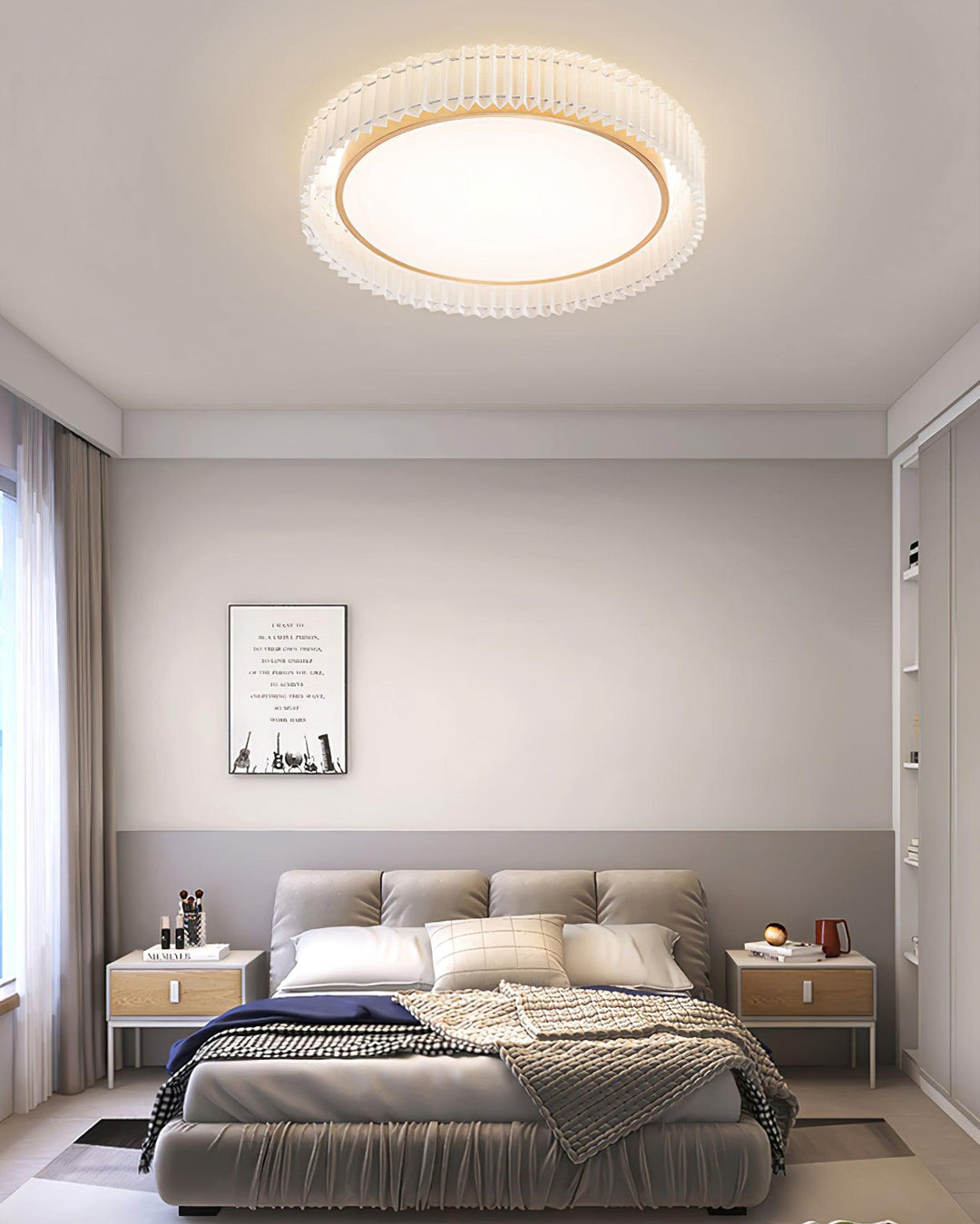 Corinila Plafonnier Ronde Plissée en Tissu - Neutralighting