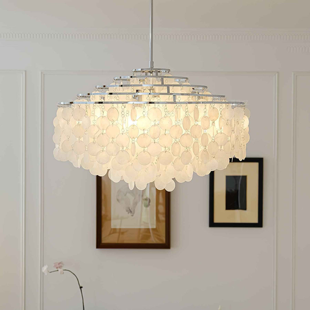 Lustra Suspension Lampe Coquillage Rond en Chrome - Neutralighting