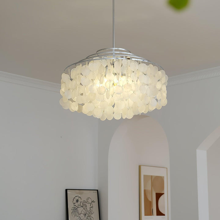 Lustra Suspension Lampe Coquillage Rond en Chrome - Neutralighting
