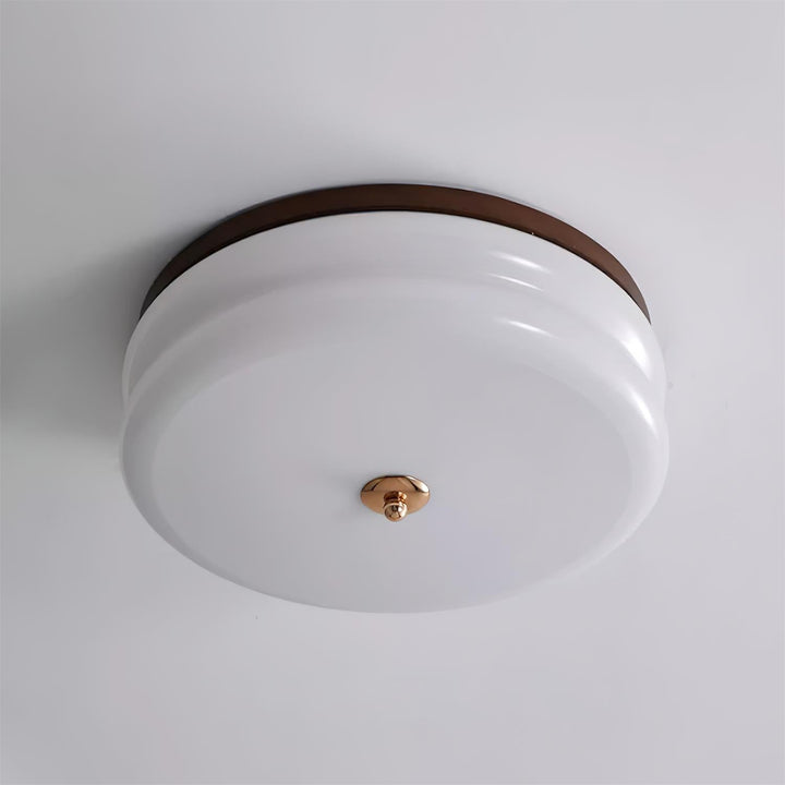 Lampe Plafond Disque en Verre Double-Couche Bois de Noyer Minimaliste - Neutralighting