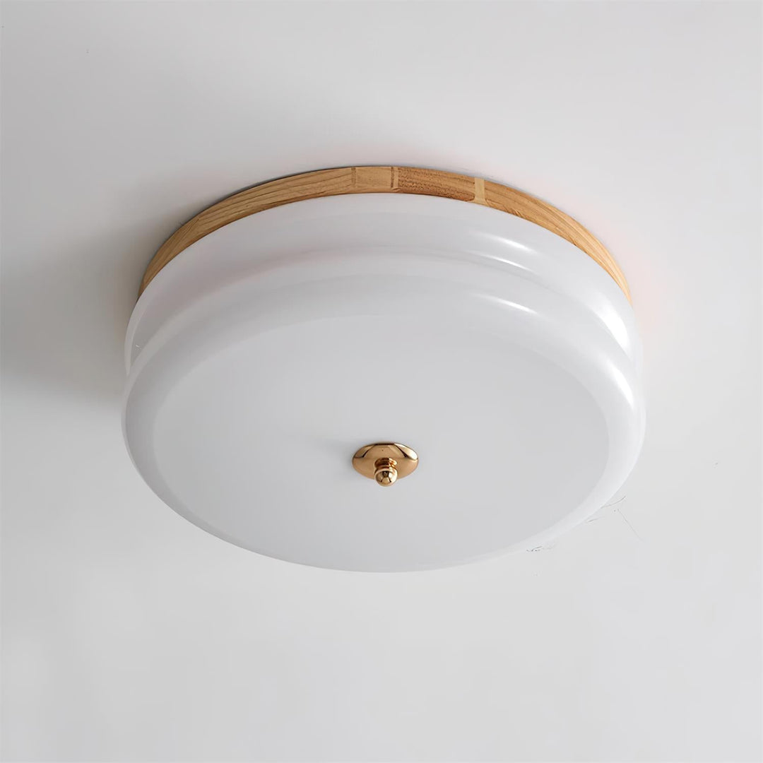 Lampe Plafond Disque en Verre Double-Couche Bois de Noyer Minimaliste - Neutralighting
