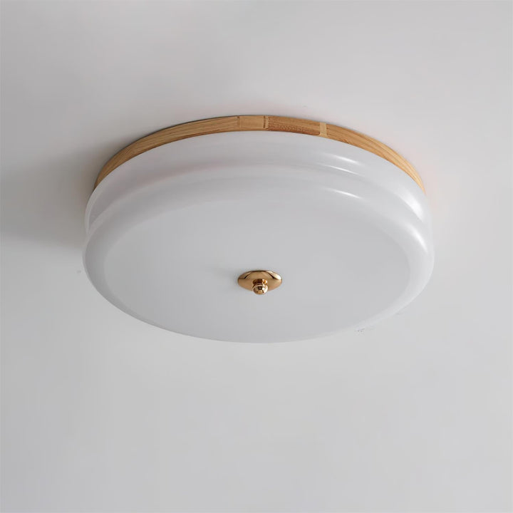 Lampe Plafond Disque en Verre Double-Couche Bois de Noyer Minimaliste - Neutralighting