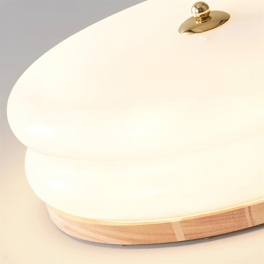 Lampe Plafond Disque en Verre Double-Couche Bois de Noyer Minimaliste - Neutralighting