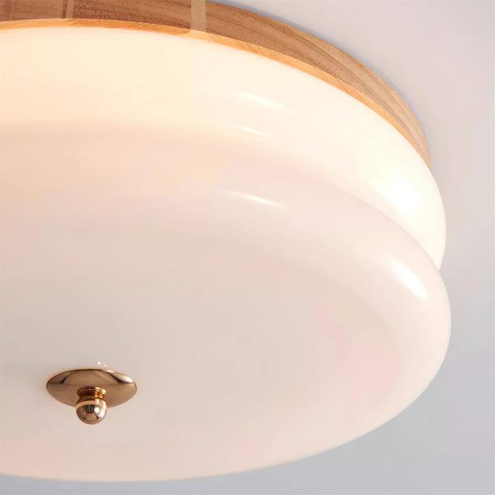 Lampe Plafond Disque en Verre Double-Couche Bois de Noyer Minimaliste - Neutralighting
