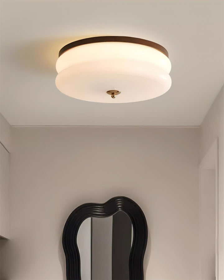 Lampe Plafond Disque en Verre Double-Couche Bois de Noyer Minimaliste - Neutralighting