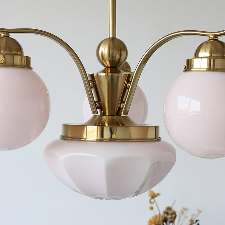 Lustra Chandelier Rétro Chic Globe en Verre Blanc - Neutralighting