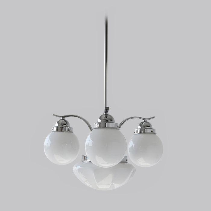 Lustra Chandelier Rétro Chic Globe en Verre Blanc - Neutralighting
