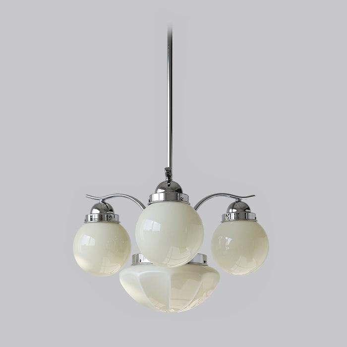 Lustra Chandelier Rétro Chic Globe en Verre Blanc - Neutralighting