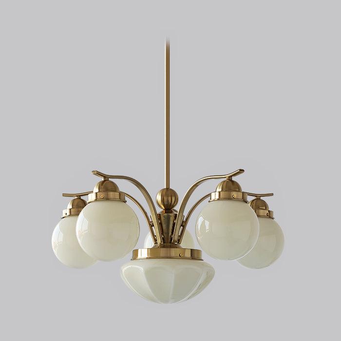 Lustra Chandelier Rétro Chic Globe en Verre Blanc - Neutralighting