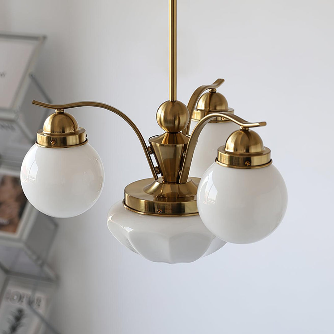 Lustra Chandelier Rétro Chic Globe en Verre Blanc - Neutralighting