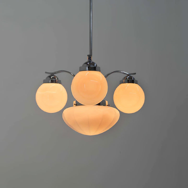 Lustra Chandelier Rétro Chic Globe en Verre Blanc - Neutralighting