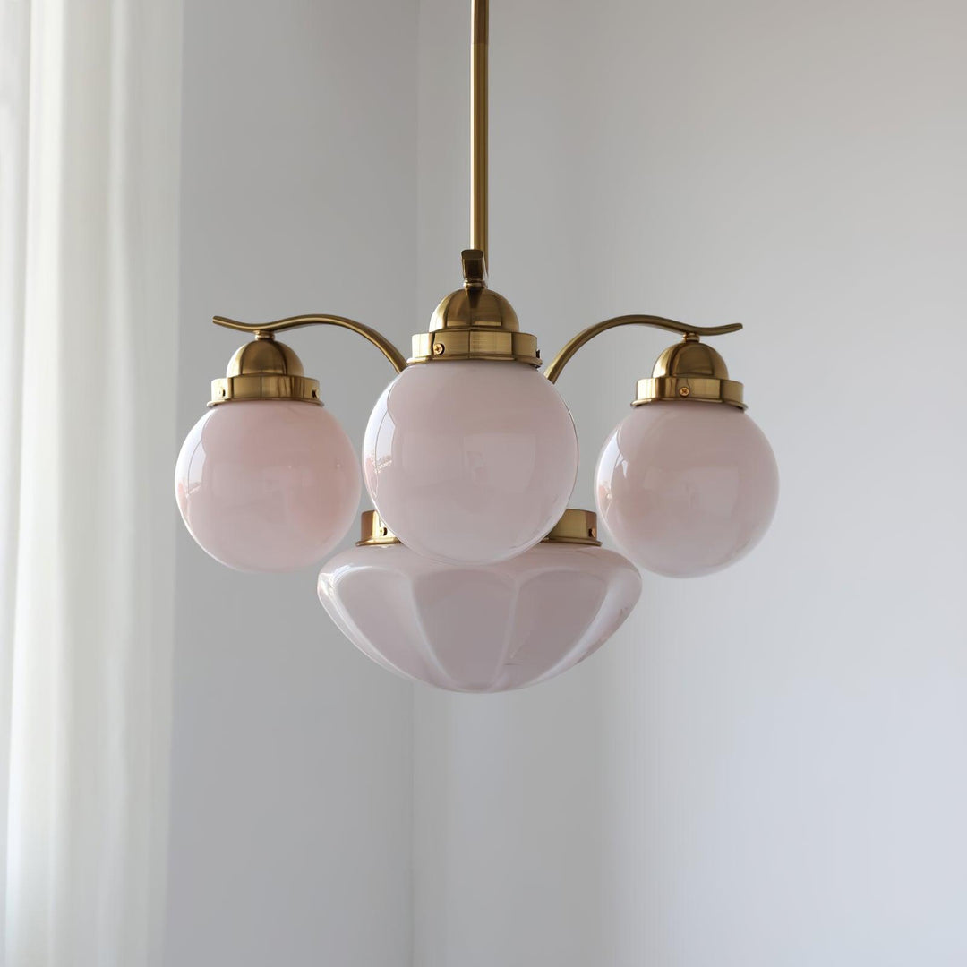 Lustra Chandelier Rétro Chic Globe en Verre Blanc - Neutralighting