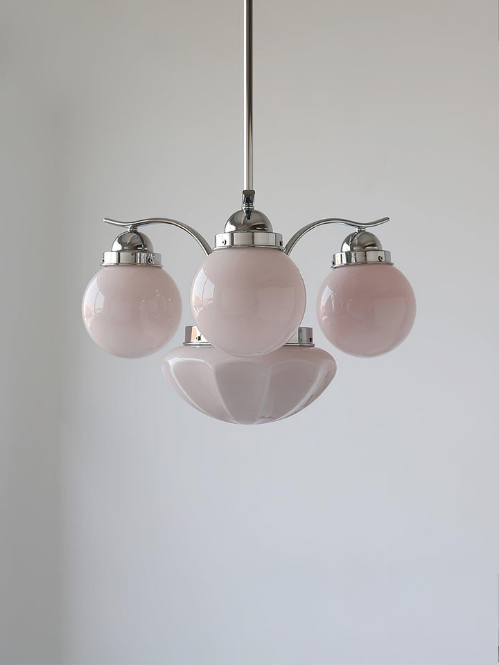 Lustra Chandelier Rétro Chic Globe en Verre Blanc - Neutralighting