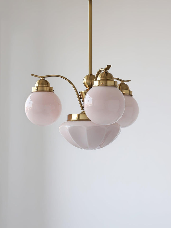 Lustra Chandelier Rétro Chic Globe en Verre Blanc - Neutralighting