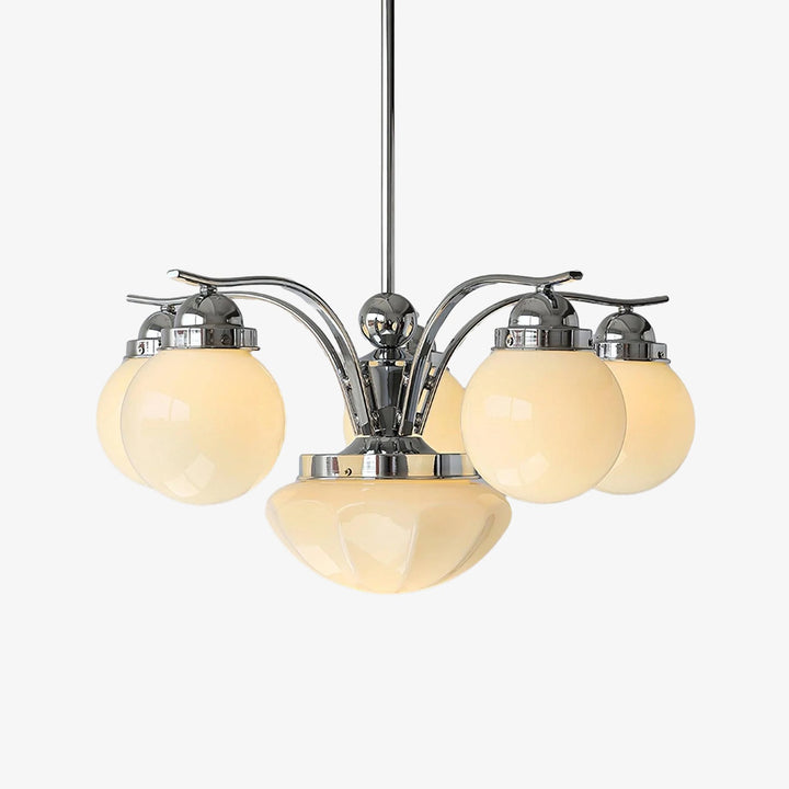Lustra Chandelier Rétro Chic Globe en Verre Blanc - Neutralighting