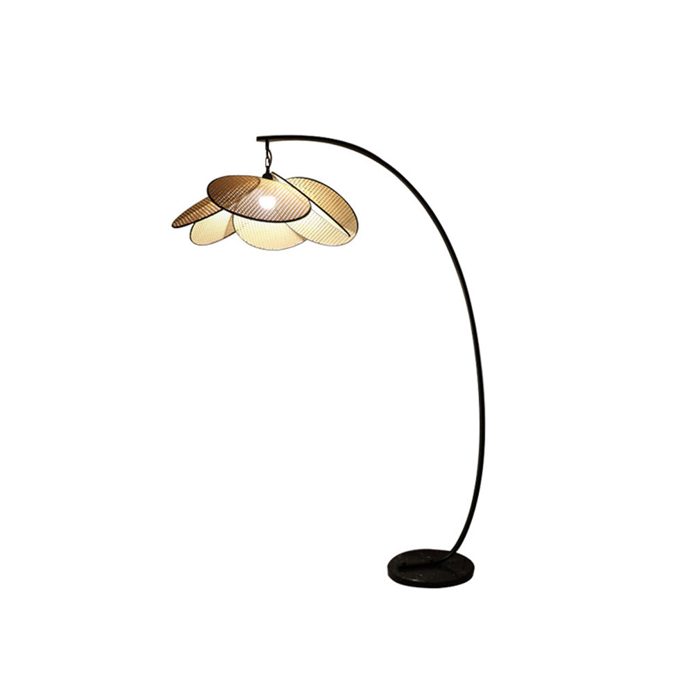 Ritta Lampadaire Fleur Naturel, Métal/Rotin, Beige, Salon/Chambre - Neutralighting