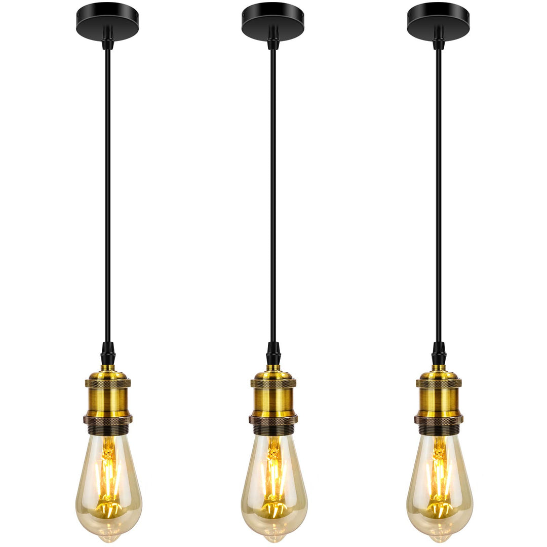 Silva Rétro LED Suspension Noir/Or Métal Verre Chambre À Coucher - Neutralighting
