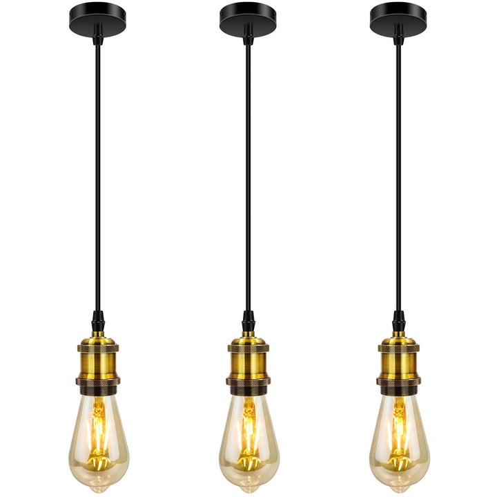 Silva Rétro LED Suspension Noir/Or Métal Verre Chambre À Coucher - Neutralighting