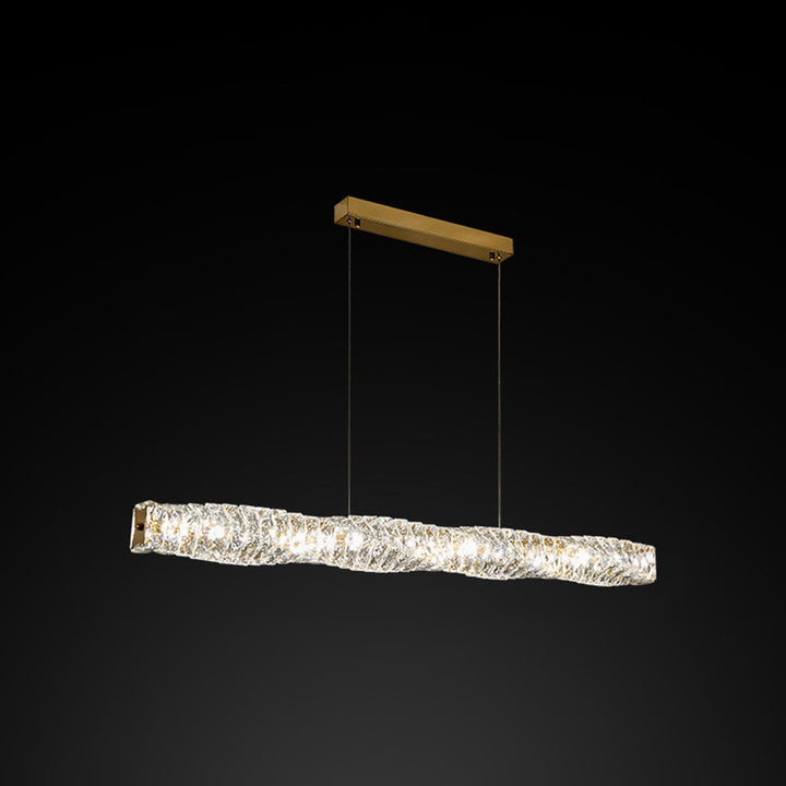 Kristy Suspension Linéaire Simple, Acier/Cristal, Or/Argent, Bar/Cuisine - Neutralighting