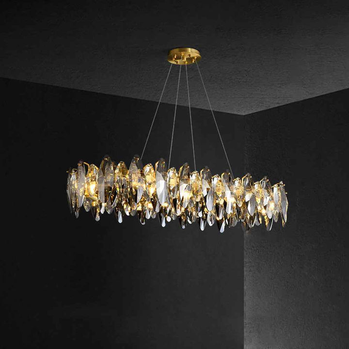 Kristy Suspension Anneau Contemporaine, Métal/Cristal, Noir/Or, Chambre à Coucher/Salle à Manger - Neutralighting