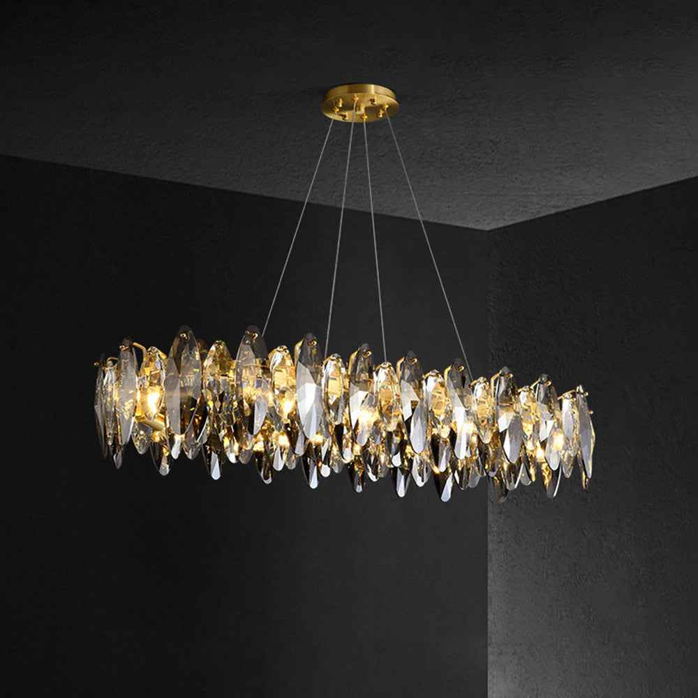 Kristy Suspension Anneau Contemporaine, Métal/Cristal, Noir/Or, Chambre à Coucher/Salle à Manger - Neutralighting