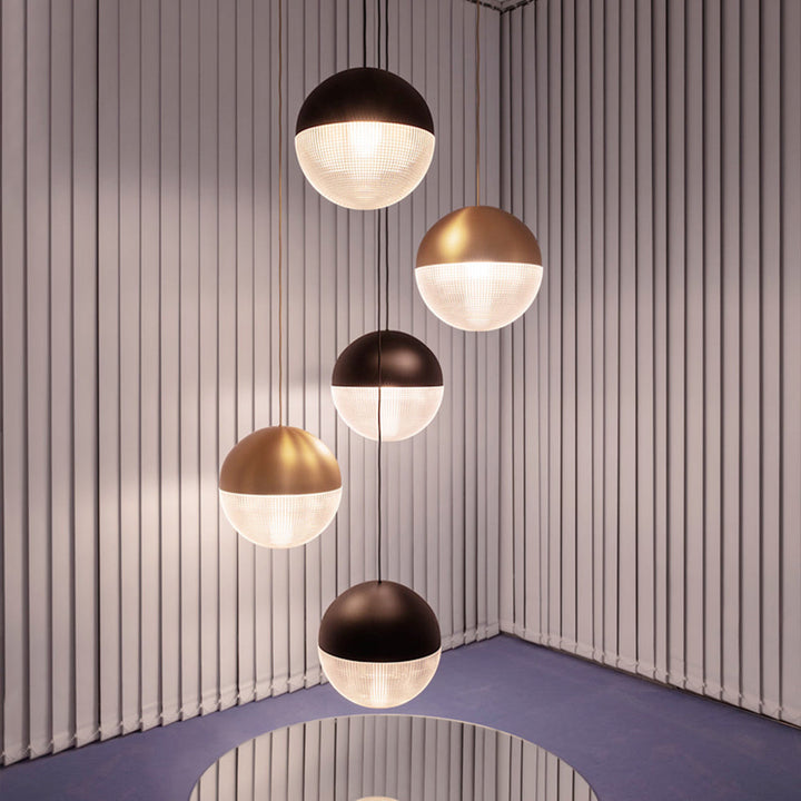 Valentina Suspenison Boule Contemporaine, Métal/Verre, Noir/Or, Bar/Salon/Chambre - Neutralighting