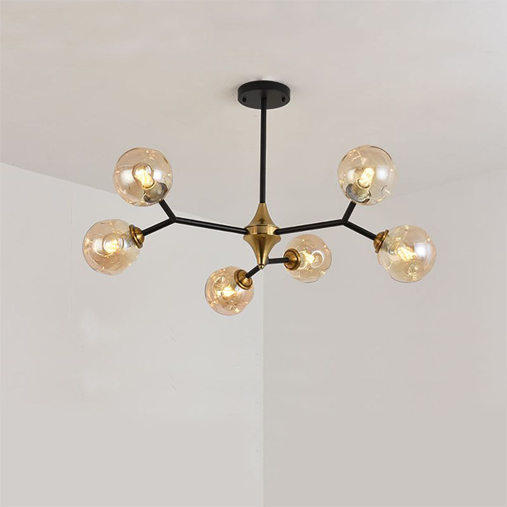 Valentina Lustre Art Deco Design Luminaires Suspensions Métal/Verre Ambre Chambre à Coucher/Salon - Neutralighting