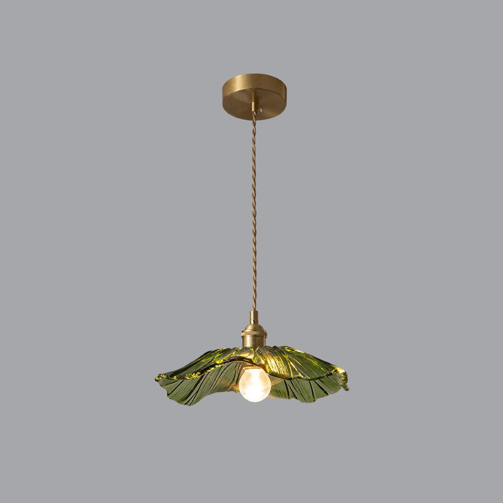 Arisha Suspension Dôme Vintage, Cuivre/Verre, Transparent/Vert, Chambre à Coucher/Salon - Neutralighting
