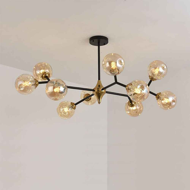 Valentina Lustre Art Deco Design Luminaires Suspensions Métal/Verre Ambre Chambre à Coucher/Salon - Neutralighting