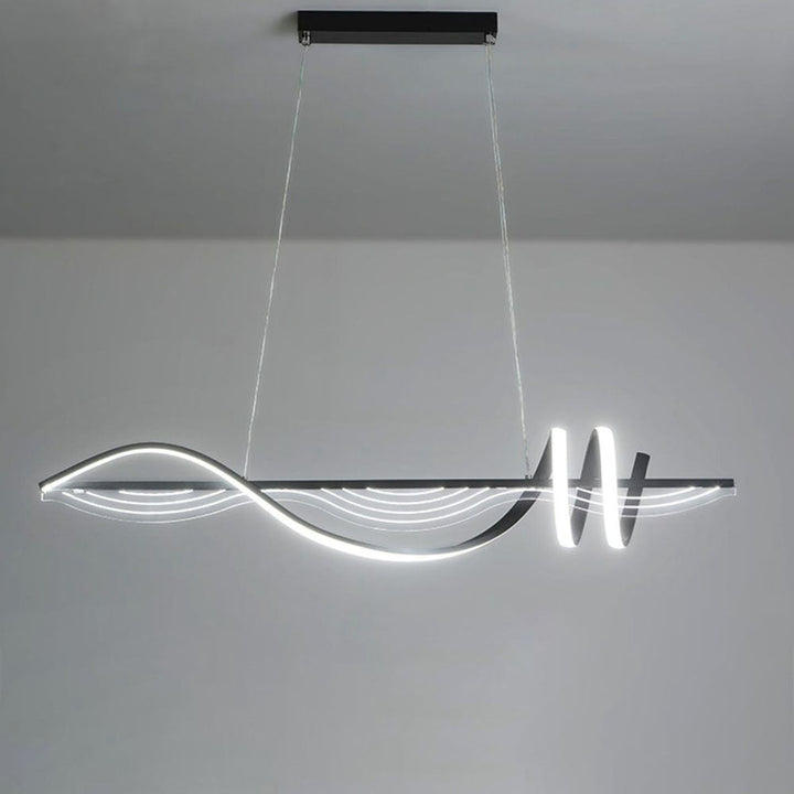 Arisha Style Géométrique Contemporain Linéaire Métal Suspension Blanc/Noir - Neutralighting