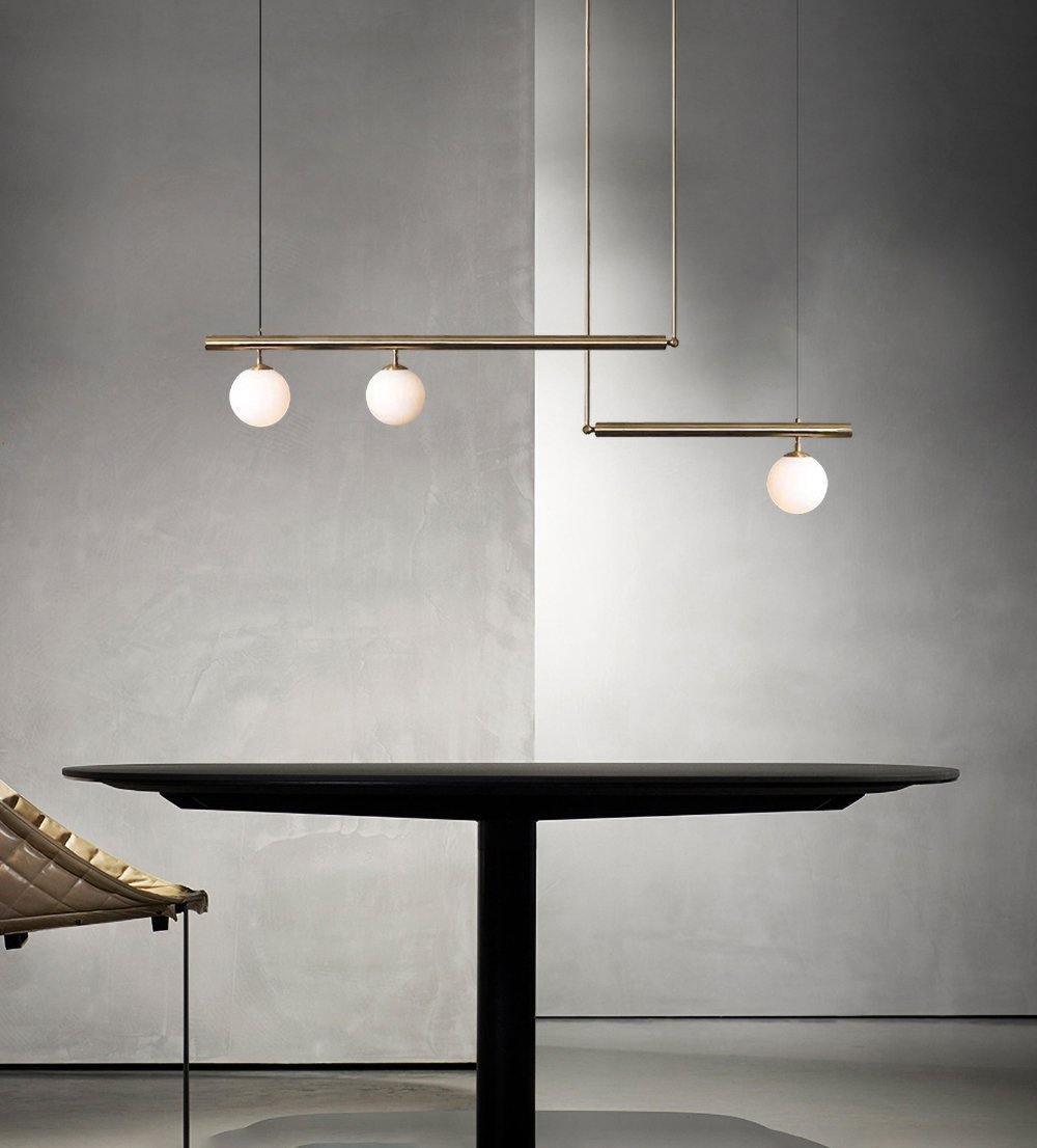 Solara Suspension en laiton linéaire satellite minimaliste - Neutralighting