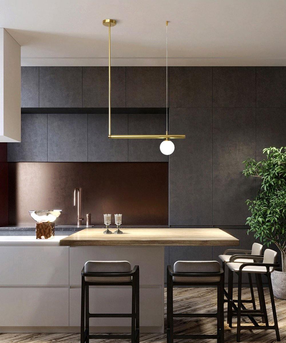 Solara Suspension en laiton linéaire satellite minimaliste - Neutralighting